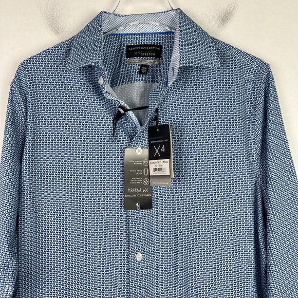 NWT Report Collection X4 Performance Stretch Button Front Shirt M 15 1/2" 34" - Picture 2 of 11